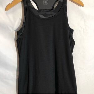 Athleta Girl Layered Tandem Tank Size XXL/ 16 Black & Grey Camo